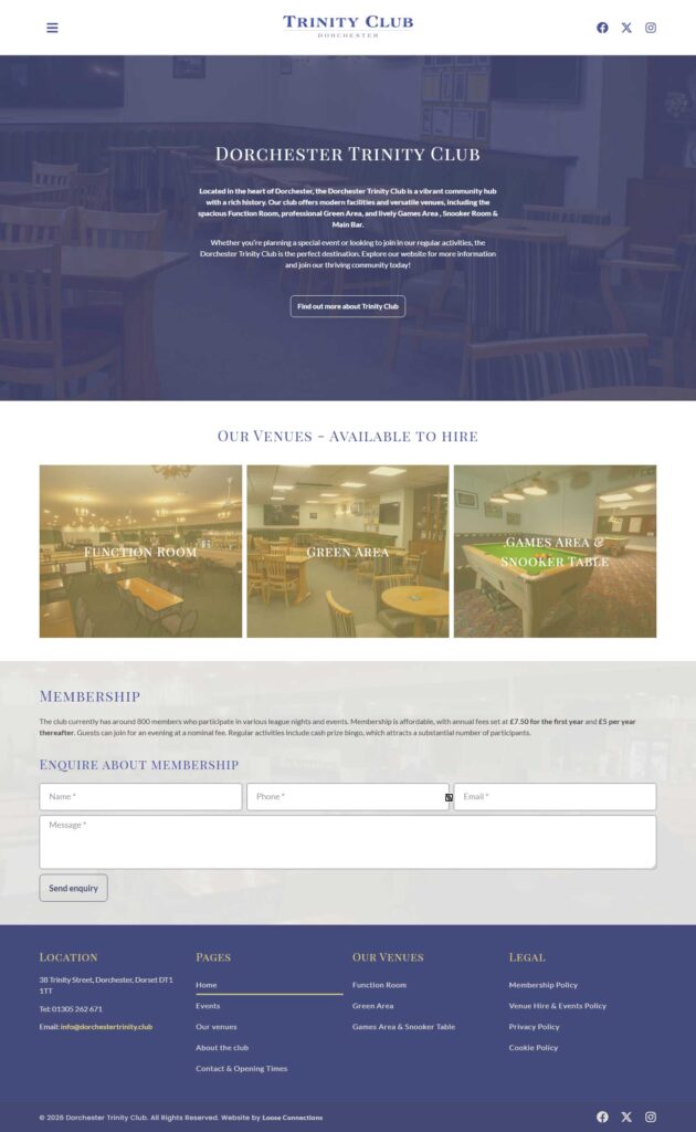 Dorchester Trinity Club website redesign